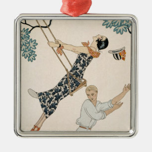 The Swing, 1923 (pochoir print) Metal Tree Decoration