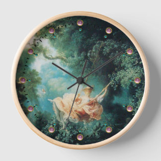 THE SWING green pink Clock