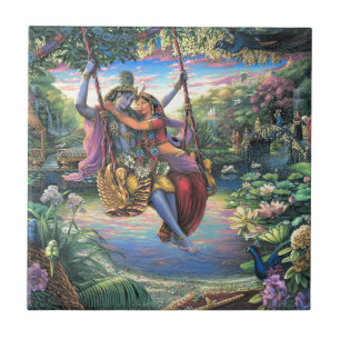 The Swing Pastime - Radha and Krishna Tile