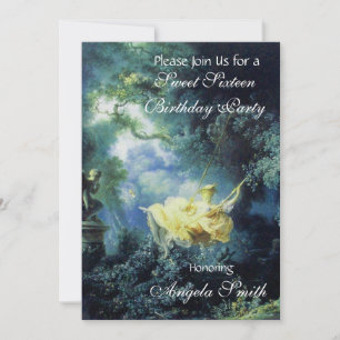 THE SWING ,SWEET SIXTEEN PARTY Blue Yellow Invitation