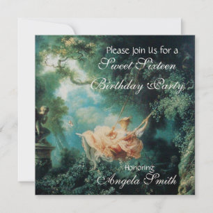 THE SWING ,SWEET SIXTEEN PARTY Gold Metallic Invitation