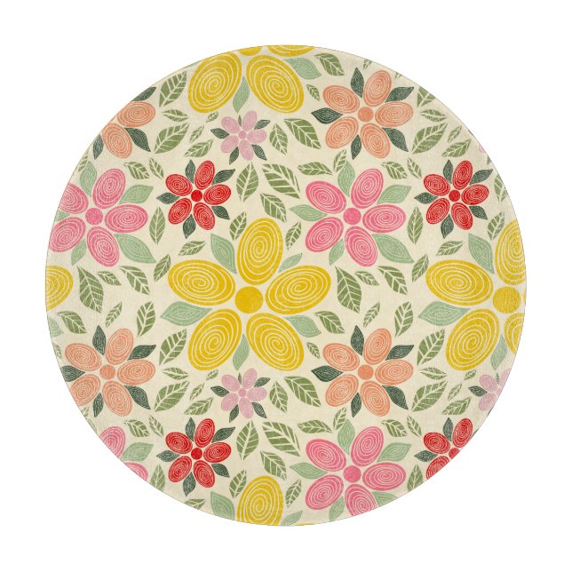The Swirl Garden Throw Pillow Cutting Board (Front)