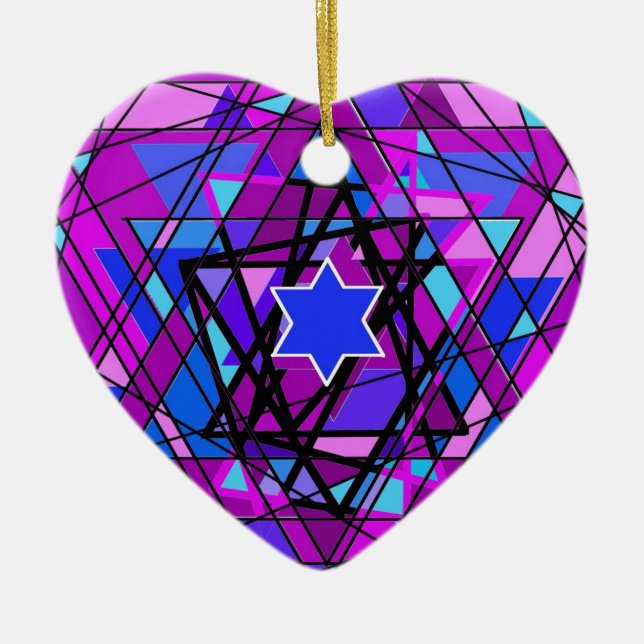 The swirling Star of David. Ceramic Tree Decoration (Front)