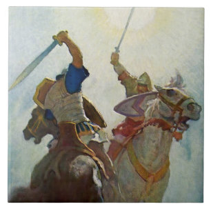 “The Sword Battle Was Fierce” by NC Wyeth Tile