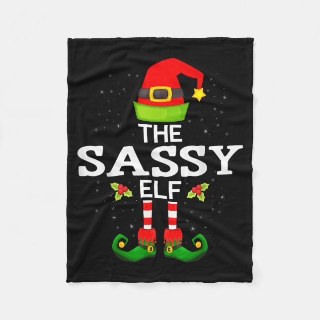 The Sy Elf Christmas Family Matching Pajama  Fleece Blanket (Front)