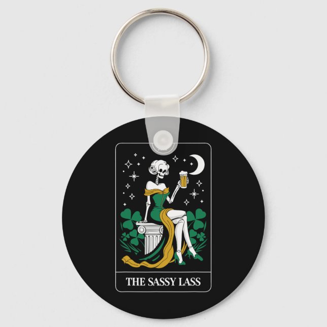 The Sy L Tarot Card Skeleton St Patrick's Day  Key Ring (Front)