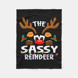 The Sy Reindeer Christmas Men Women  Fleece Blanket