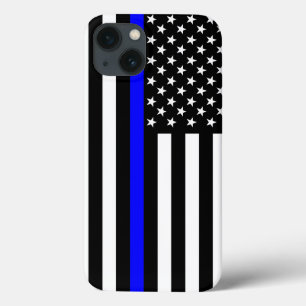 The Symbolic Thin Blue Line American Flag iPhone 13 Case