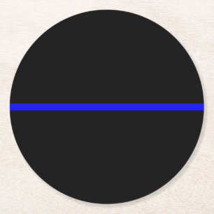 The Symbolic Thin Blue Line Decor Round Paper Coaster
