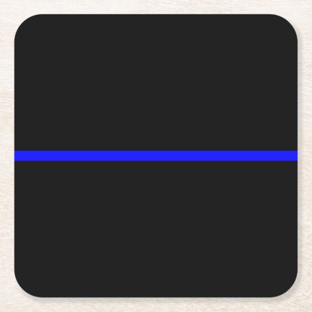 The Symbolic Thin Blue Line Decor Square Paper Coaster (Front)