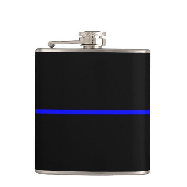 The Symbolic Thin Blue Line Graphic Hip Flask (Front)