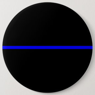 The Symbolic Thin Blue Line Horizontal Black 6 Cm Round Badge