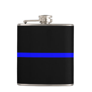 The Symbolic Thin Blue Line Horizontal Black Hip Flask