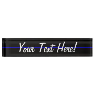 The Symbolic Thin Blue Line Horizontal Black Nameplate