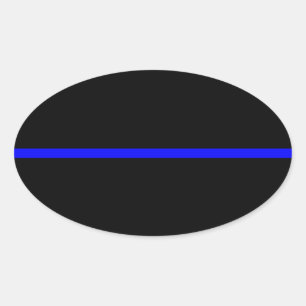 The Symbolic Thin Blue Line Horizontal Black Oval Sticker