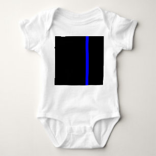 The Symbolic Thin Blue Line on a black decor Baby Bodysuit