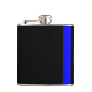 The Symbolic Thin Blue Line on a black decor Hip Flask