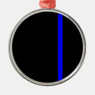 The Symbolic Thin Blue Line on a black decor Metal Tree Decoration