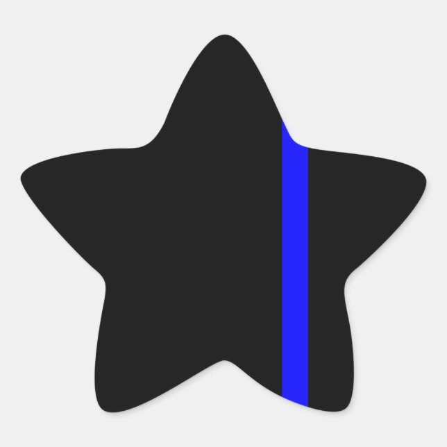 The Symbolic Thin Blue Line on a black decor Star Sticker (Front)
