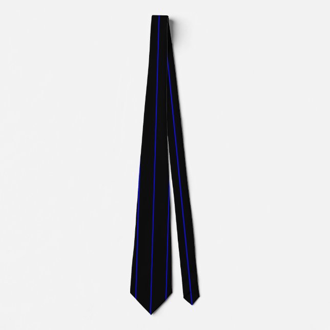 The Symbolic Thin Blue Line on a black decor Tie (Front)