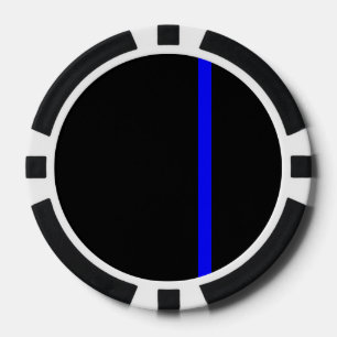 The Symbolic Thin Blue Line on Black Poker Chips
