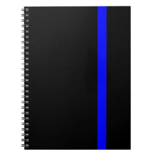The Symbolic Thin Blue Line on Black Spiral Notebook