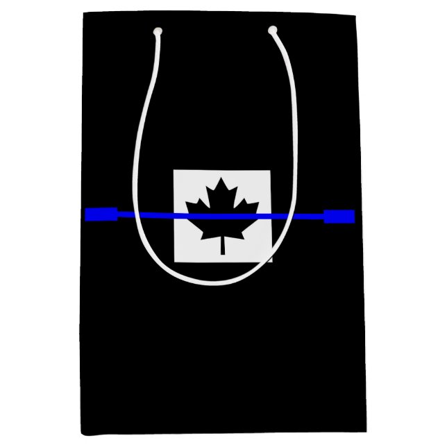 The Symbolic Thin Blue Line on Canadian Flag Medium Gift Bag (Front)