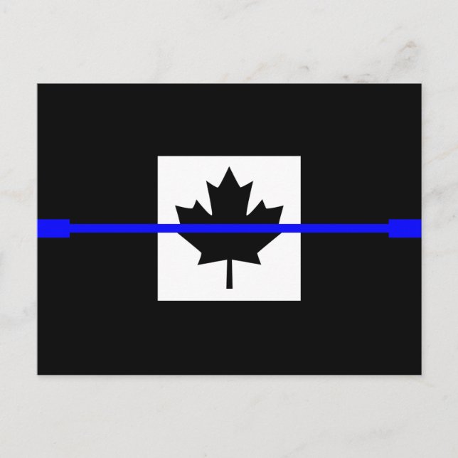 The Symbolic Thin Blue Line on Canadian Flag Postcard (Front)