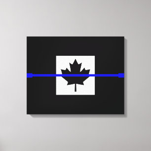 The Symbolic Thin Blue Line on Canadian Maple Leaf Canvas Print