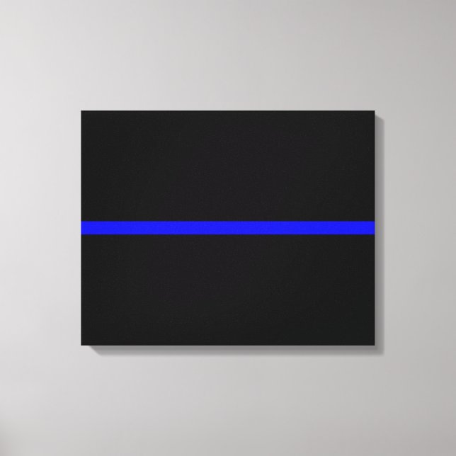 The Symbolic Thin Blue Line on Solid Black Canvas Print (Front)