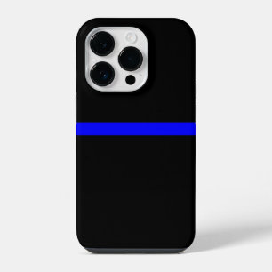 The Symbolic Thin Blue Line on Solid Black iPhone 14 Pro Case
