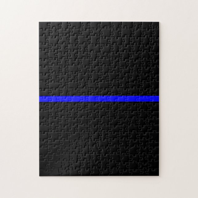 The Symbolic Thin Blue Line on Solid Black Jigsaw Puzzle (Vertical)