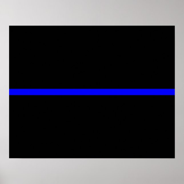 The Symbolic Thin Blue Line on Solid Black Poster (Front)