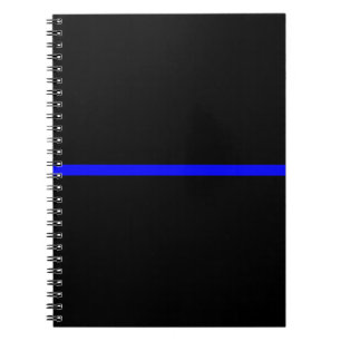 The Symbolic Thin Blue Line on Solid Black Spiral Notebook