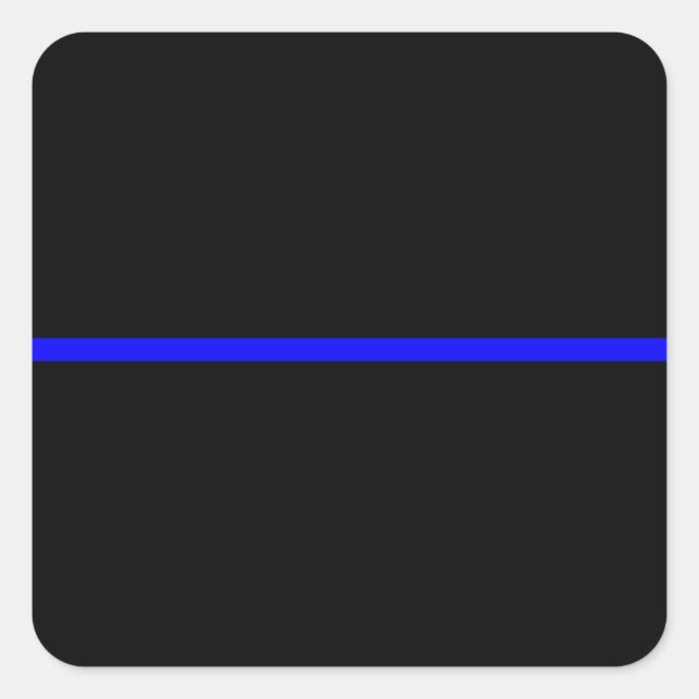 The Symbolic Thin Blue Line on Solid Black Square Sticker (Front)