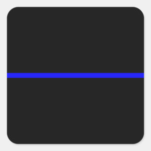 The Symbolic Thin Blue Line on Solid Black Square Sticker