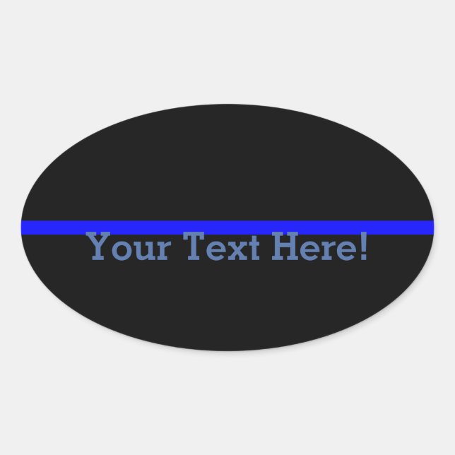 The Symbolic Thin Blue Line Personalise This Oval Sticker (Front)