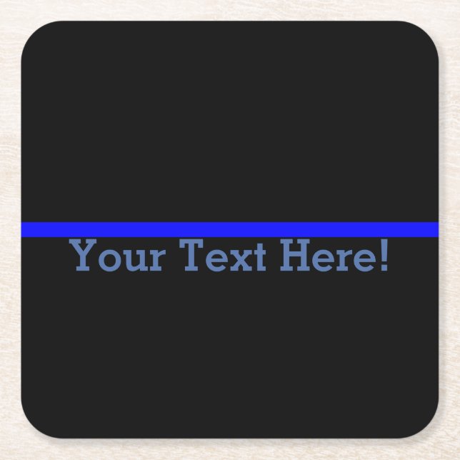 The Symbolic Thin Blue Line Personalise This Square Paper Coaster (Front)