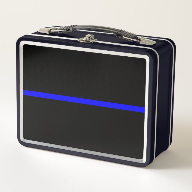 The Symbolic Thin Blue Line Statement Metal Lunch Box (Front)