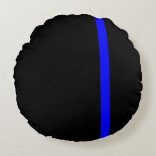 The Symbolic Thin Blue Line Vertical Round Cushion