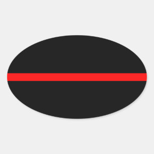 The Symbolic Thin Red Line Decor on a Oval Sticker