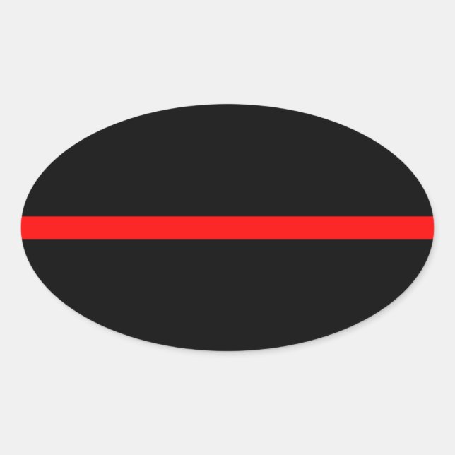 The Symbolic Thin Red Line Decor on a Oval Sticker (Front)