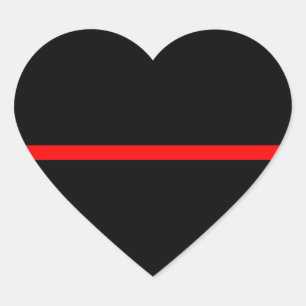 The Symbolic Thin Red Line Horizontal Black Heart Sticker
