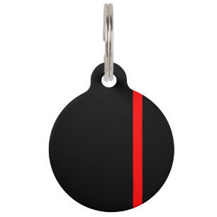 The Symbolic Thin Red Line Vertical Style on a Pet Tag