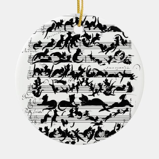 The Symphony of the Cat Vector Ceramic Tree Decoration (Front)