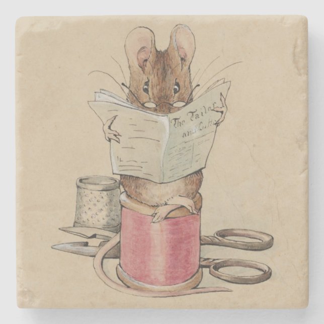 The Tailor Mouse (by Beatrix Potter) Stone Coaster (Front)