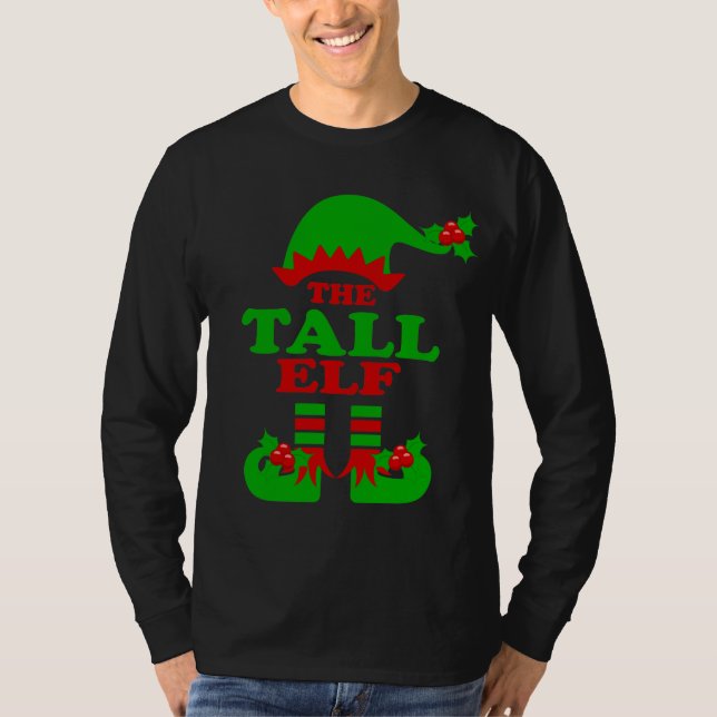 The Tall Elf Funny Xmas Matching Elves Tall T-Shir T-Shirt (Front)