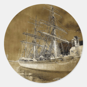 The Tall Ship ...Elissa  Distressed Round Stickers