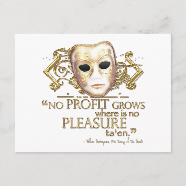 The Taming of the Shrew Quote (Gold Version) Postcard (Front)