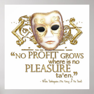 The Taming of the Shrew Quote (Gold Version) Poster